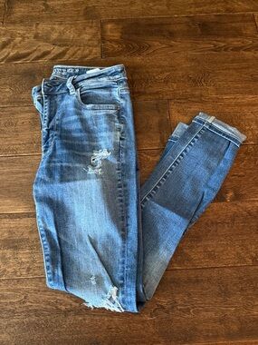 American Eagle Outfitters Blue Ripped Skinny Jeans